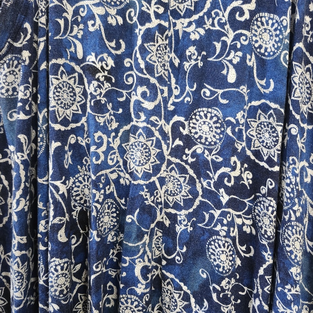 Rene Rofe Womens 1X Sleeveless Blue White Vine Floral Print Nightgown Pockets - Picture 4 of 5